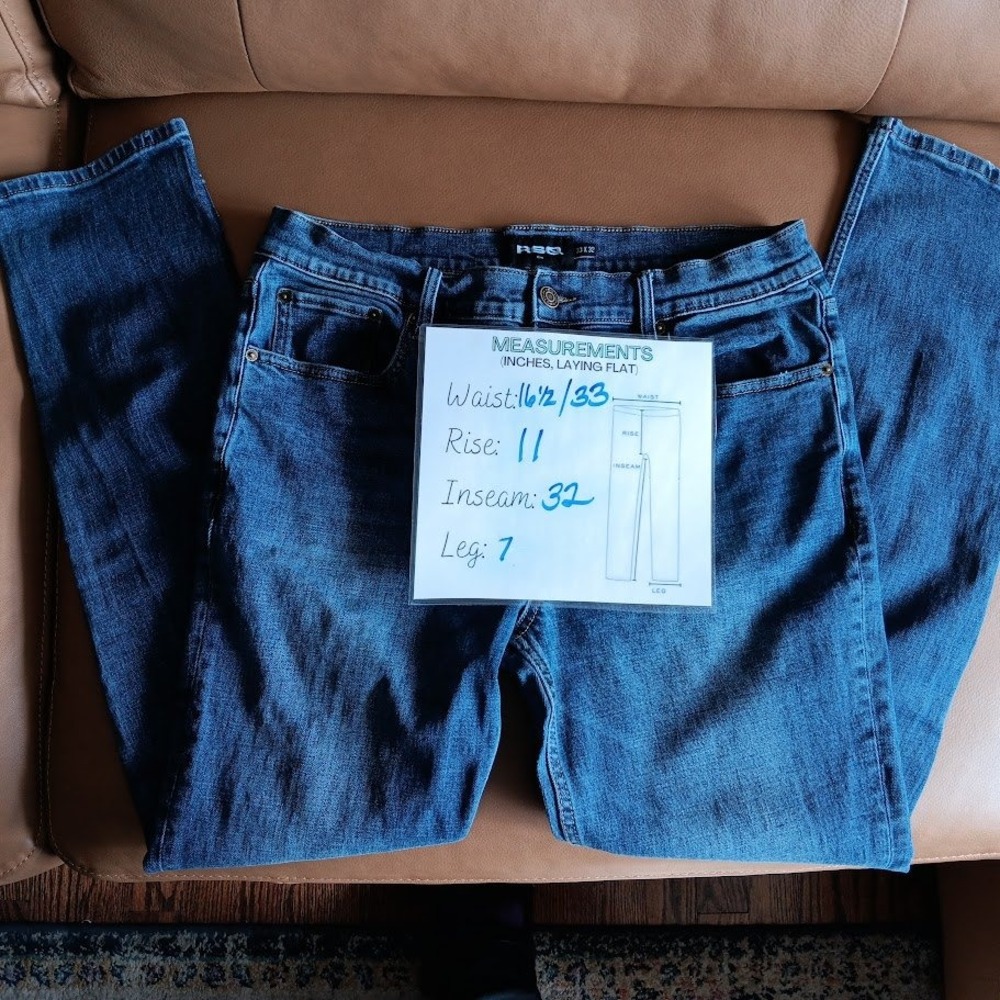RSQ Slim Fit Jeans Mens 33x32 Medium Wash Blue Good Condition Denim - Picture 8 of 8